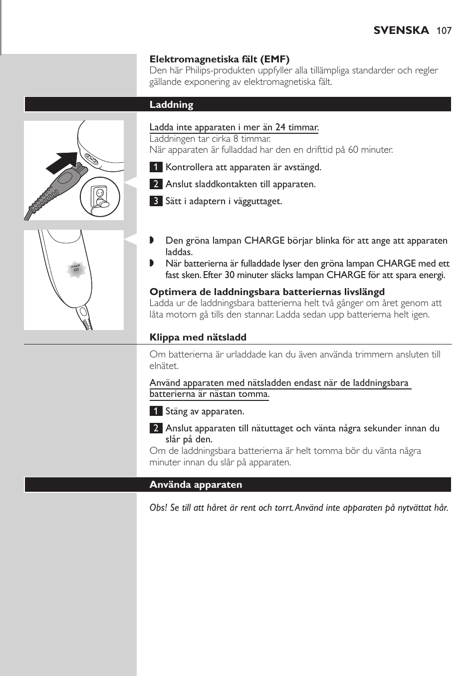 Philips tondeuse cheveux familiale User Manual | Page 107 / 126