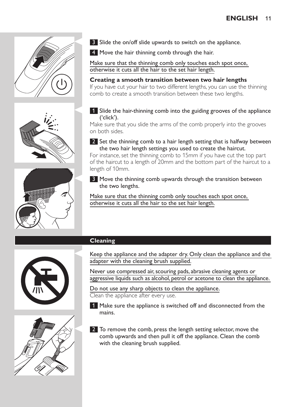 Philips tondeuse cheveux familiale User Manual | Page 11 / 126