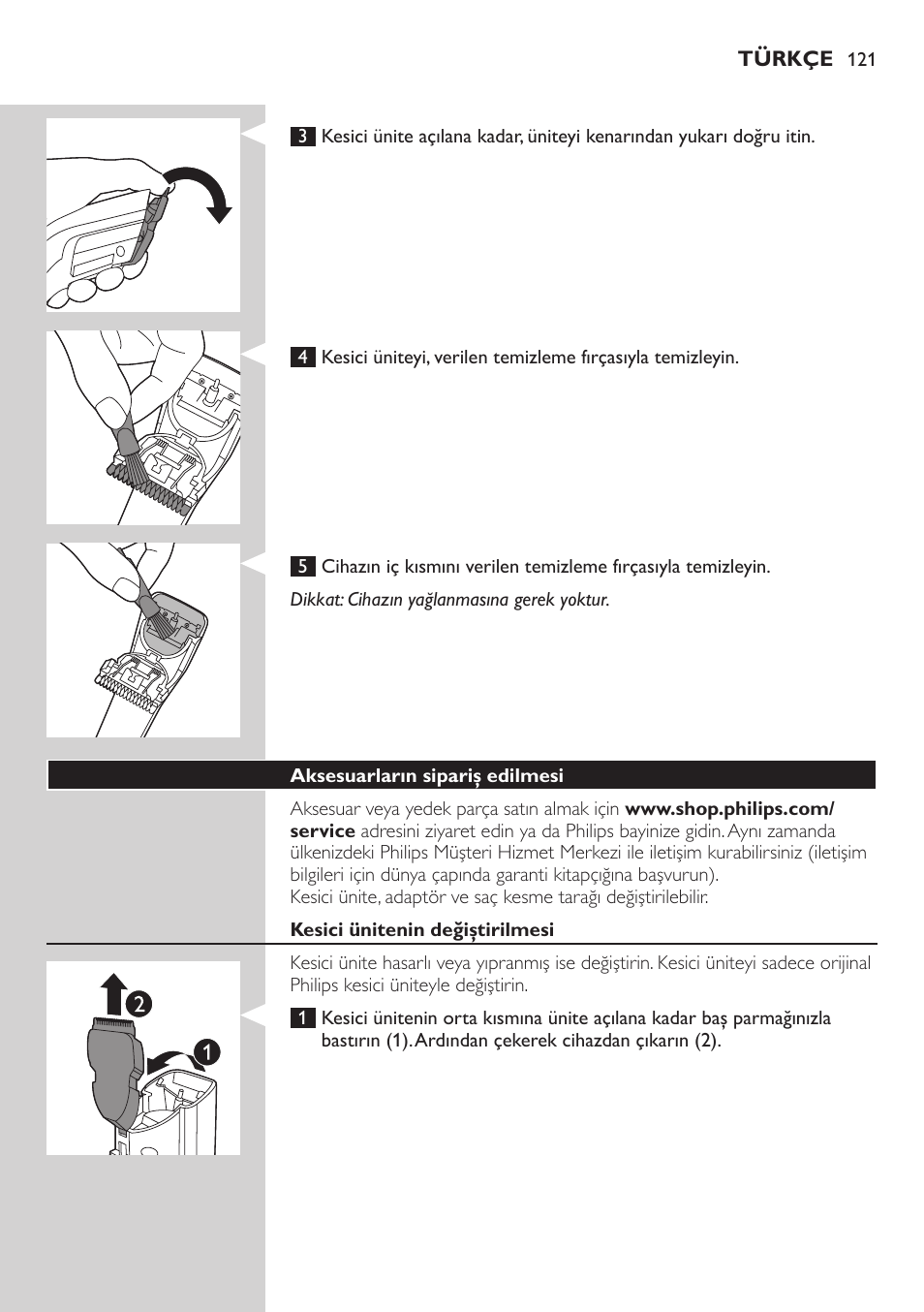 Philips tondeuse cheveux familiale User Manual | Page 121 / 126