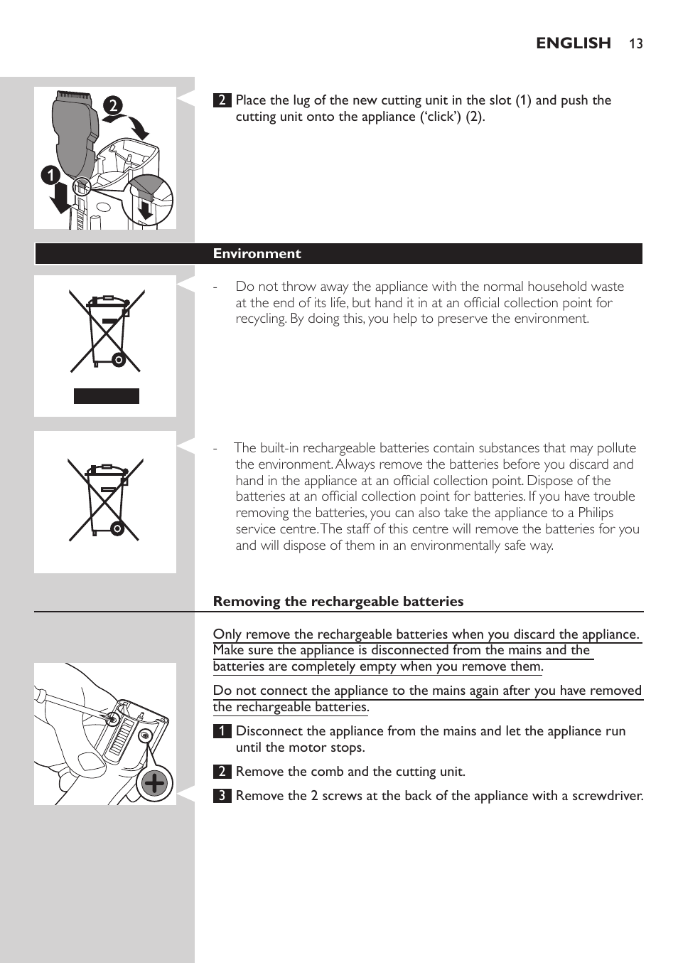 Philips tondeuse cheveux familiale User Manual | Page 13 / 126