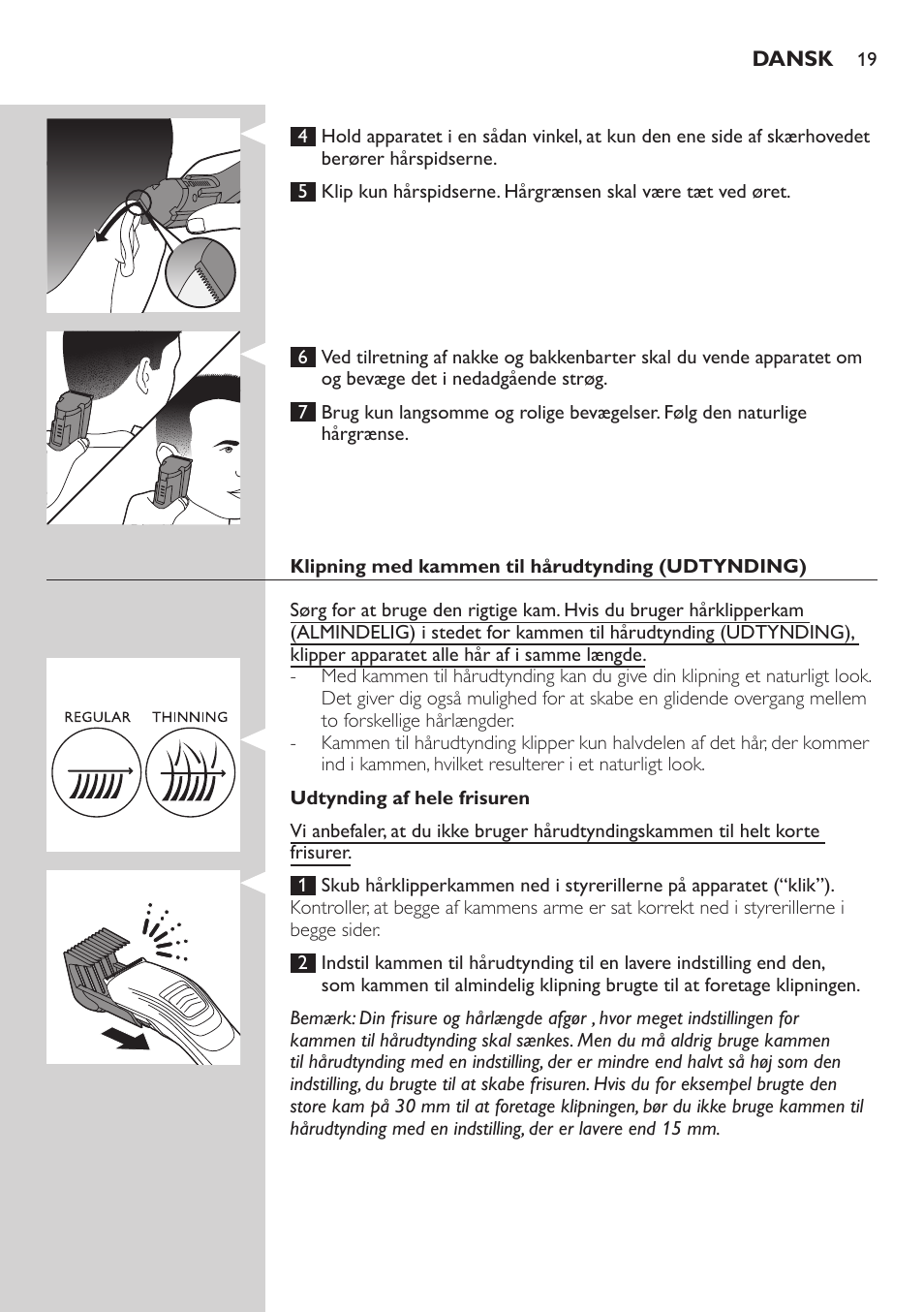 Philips tondeuse cheveux familiale User Manual | Page 19 / 126