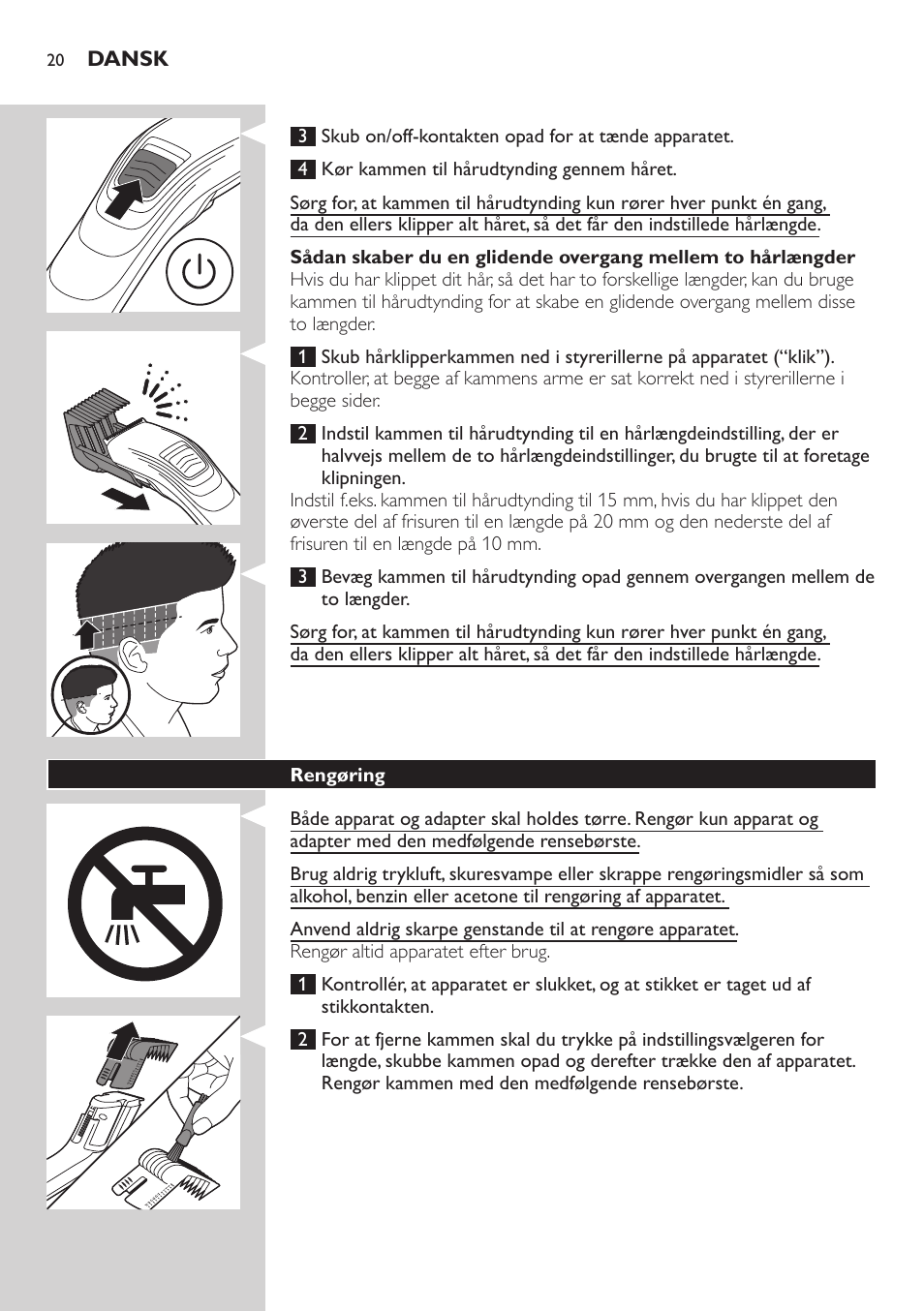 Philips tondeuse cheveux familiale User Manual | Page 20 / 126