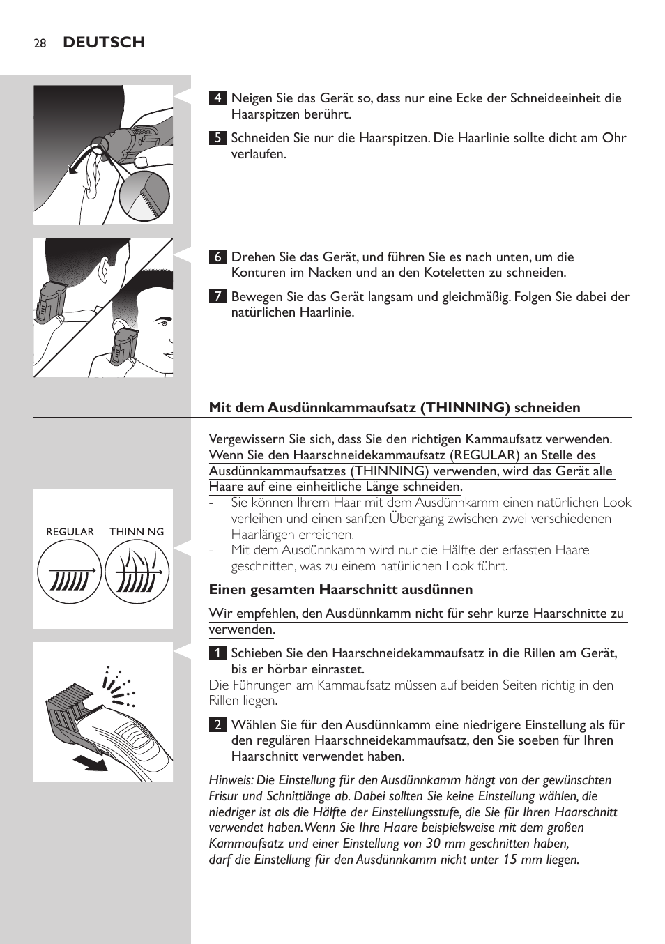 Philips tondeuse cheveux familiale User Manual | Page 28 / 126