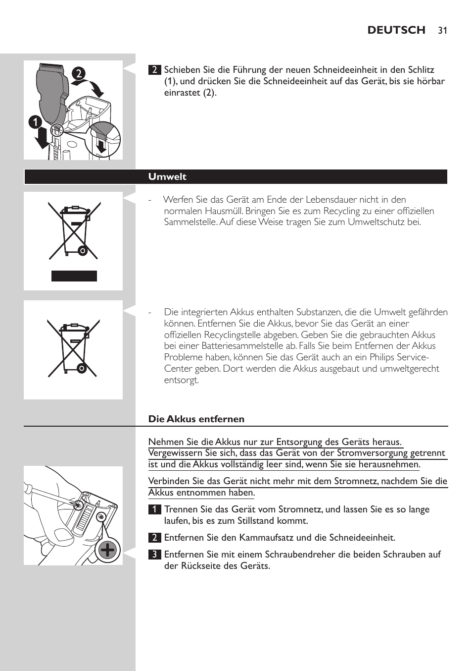 Philips tondeuse cheveux familiale User Manual | Page 31 / 126