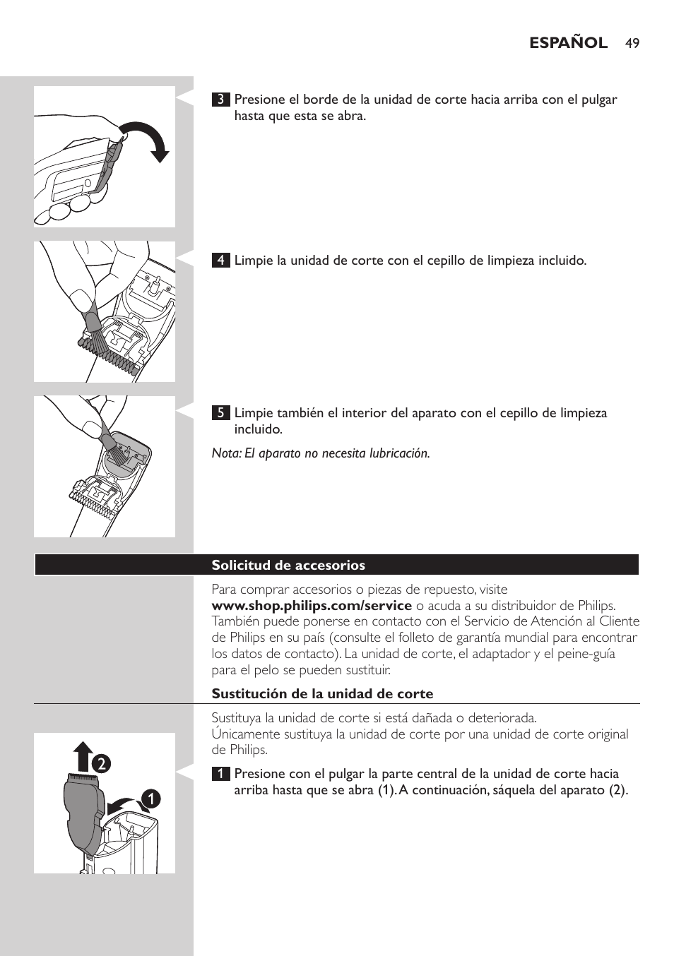 Philips tondeuse cheveux familiale User Manual | Page 49 / 126