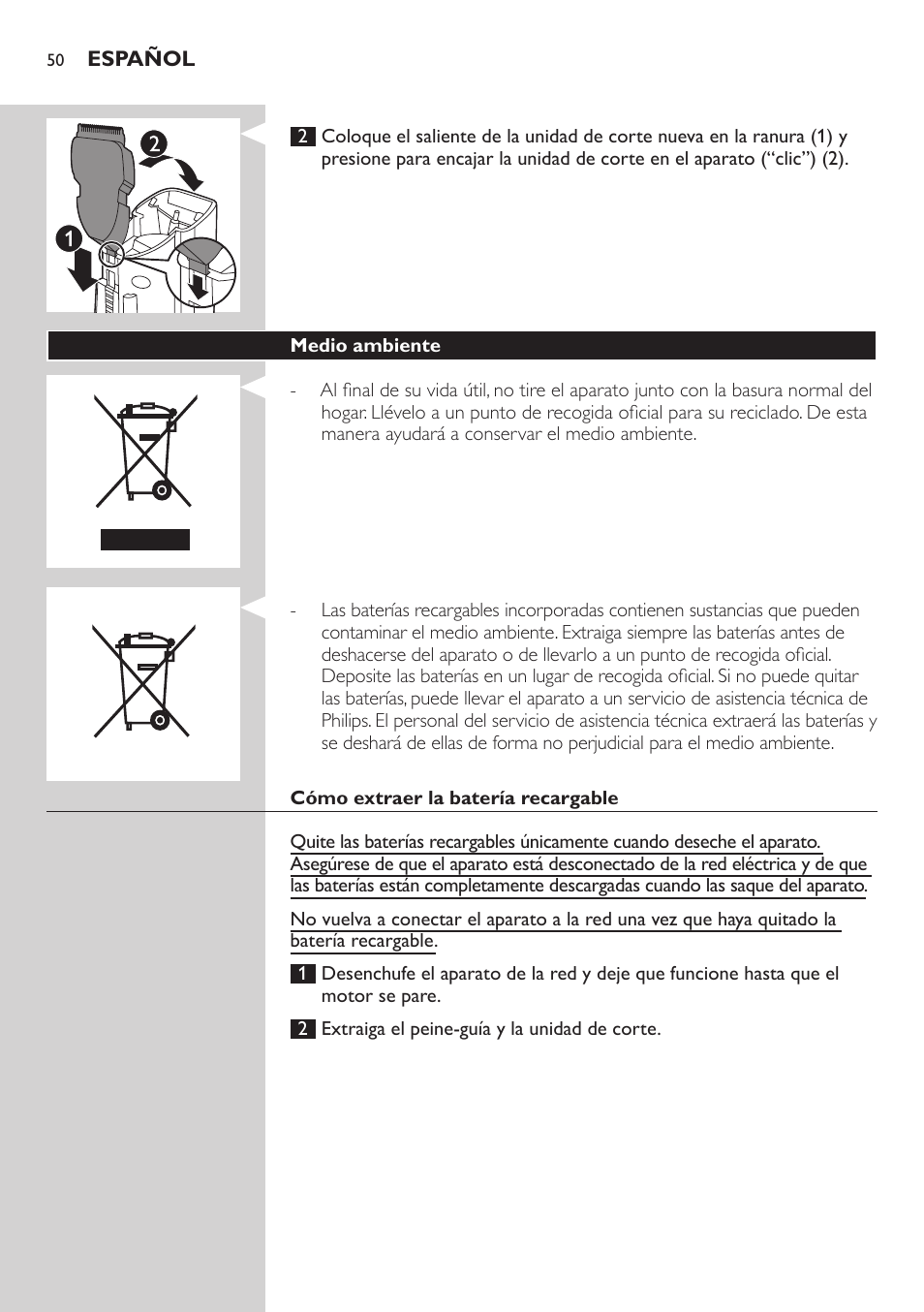 Philips tondeuse cheveux familiale User Manual | Page 50 / 126