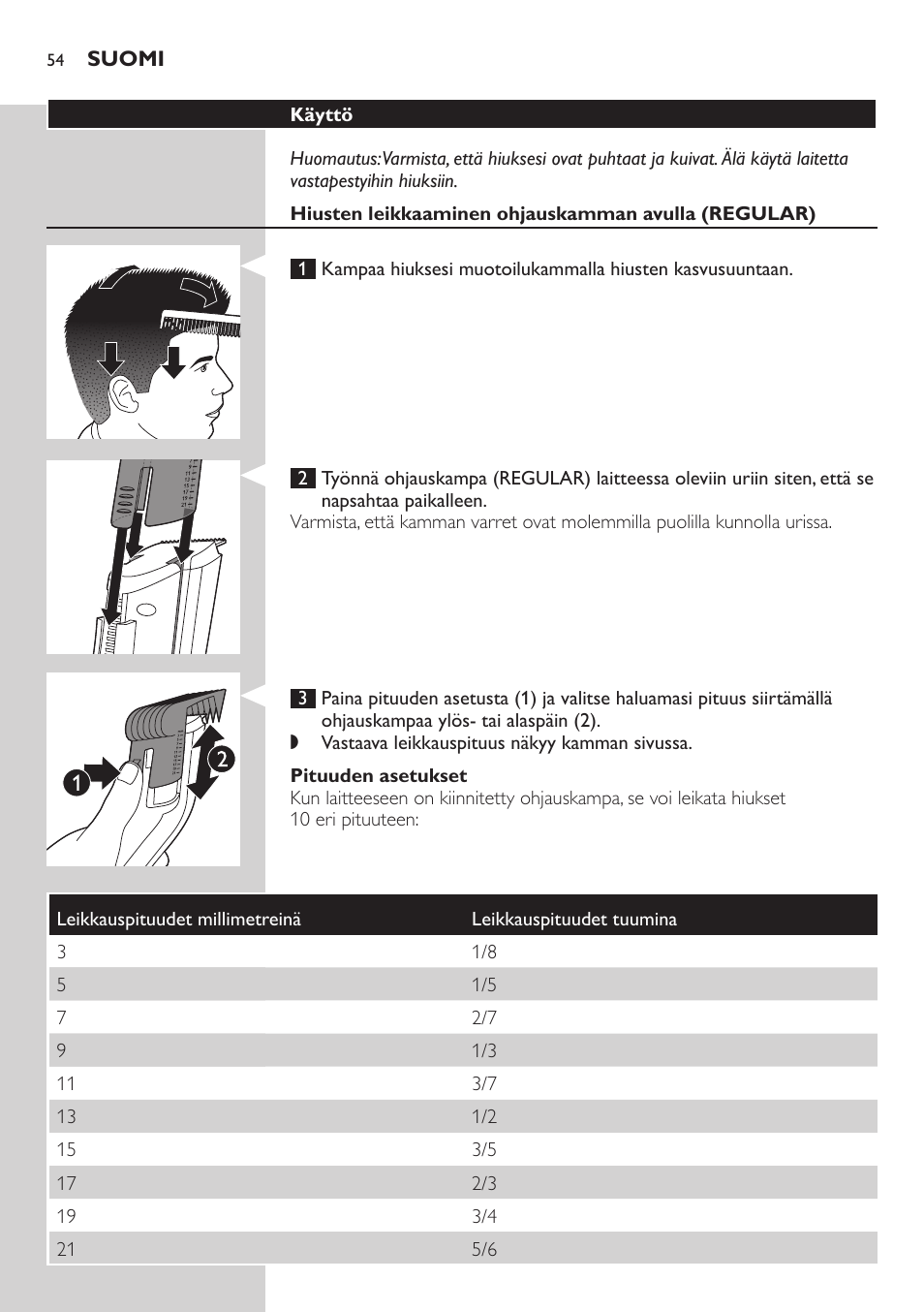 Philips tondeuse cheveux familiale User Manual | Page 54 / 126