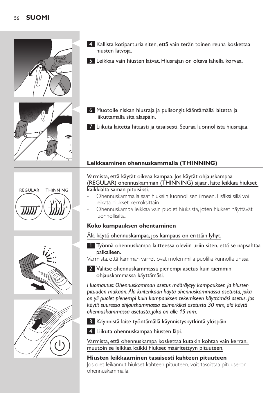 Philips tondeuse cheveux familiale User Manual | Page 56 / 126