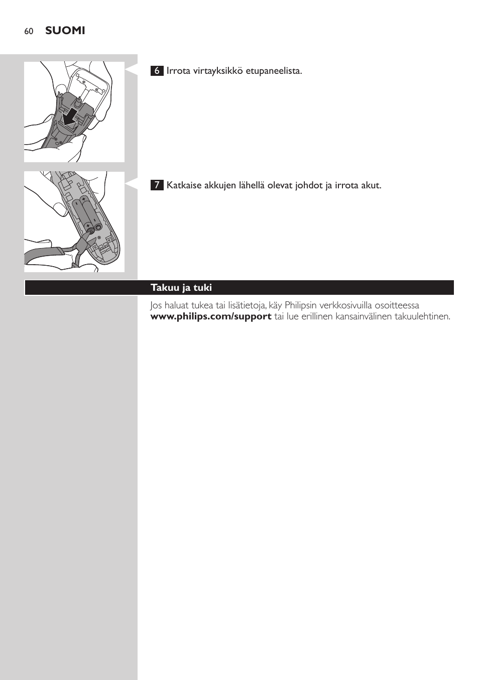 Philips tondeuse cheveux familiale User Manual | Page 60 / 126