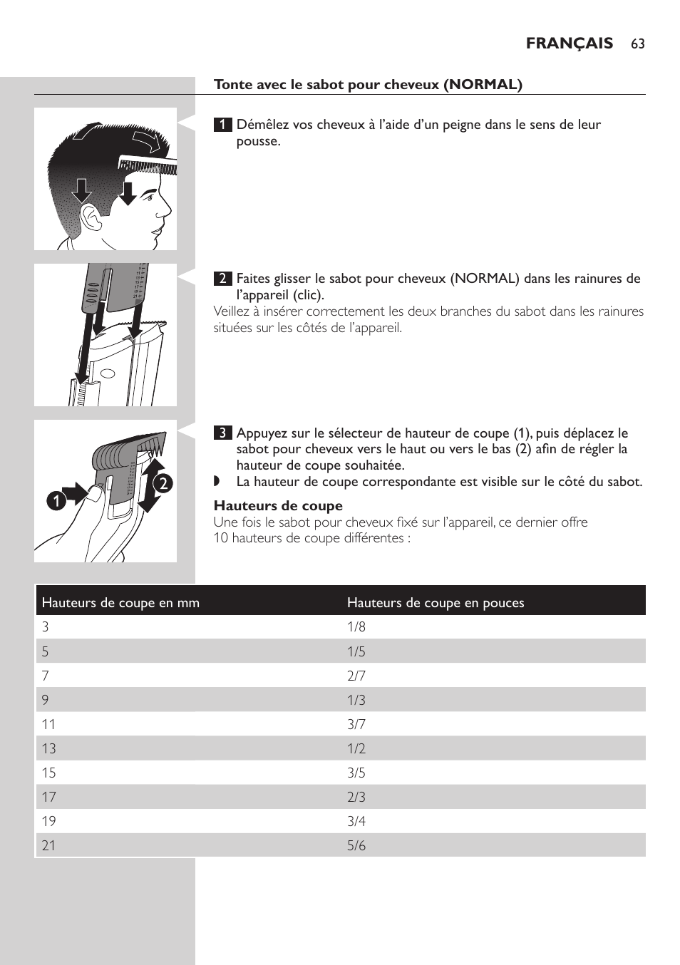 Philips tondeuse cheveux familiale User Manual | Page 63 / 126