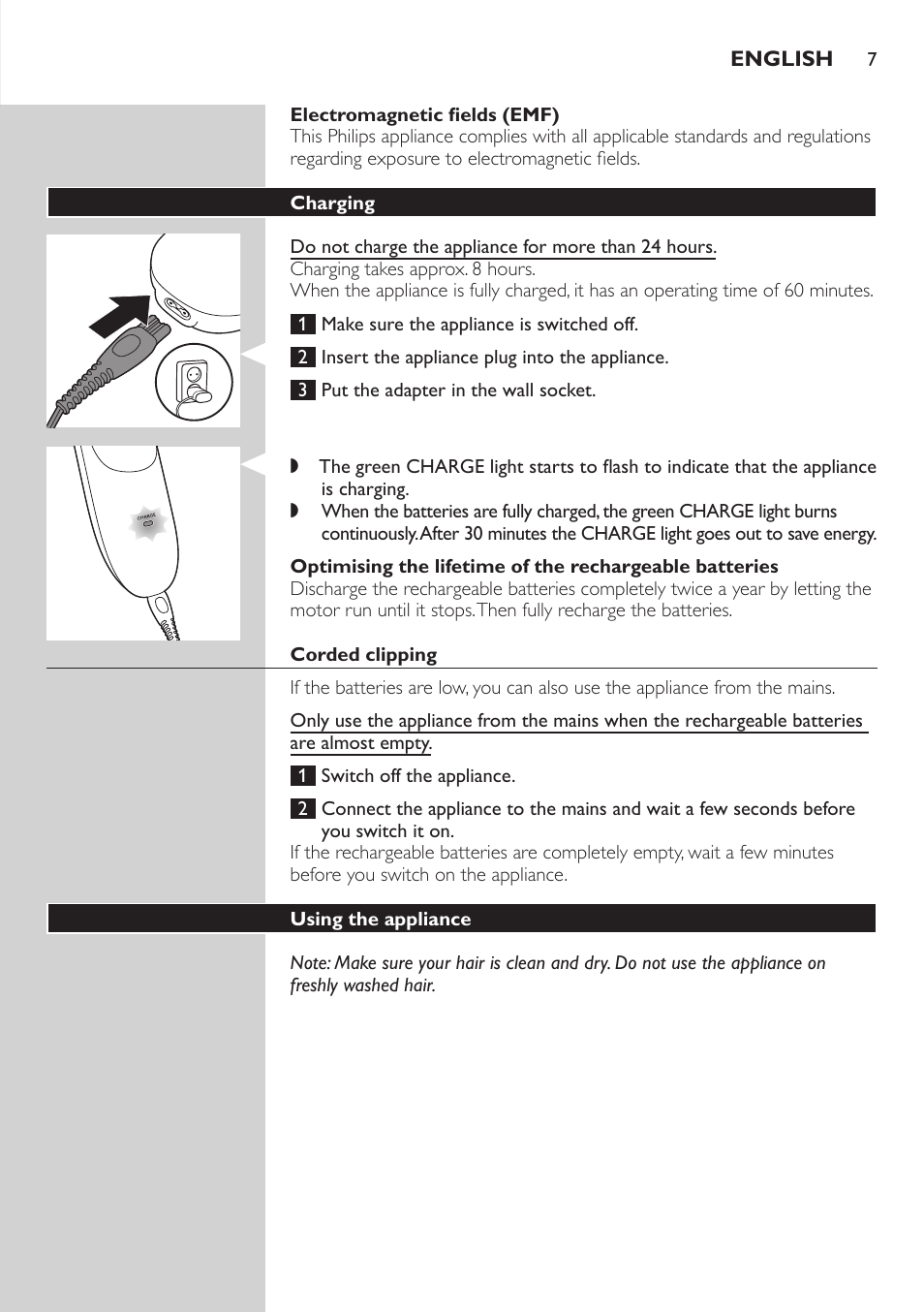 Philips tondeuse cheveux familiale User Manual | Page 7 / 126