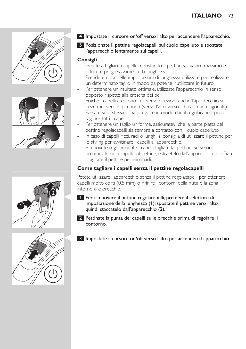 Philips tondeuse cheveux familiale User Manual | Page 73 / 126