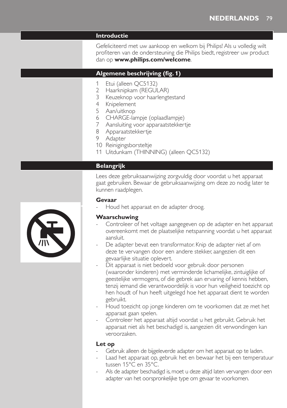 Nederlands, Nederlands 79 | Philips tondeuse cheveux familiale User Manual | Page 79 / 126