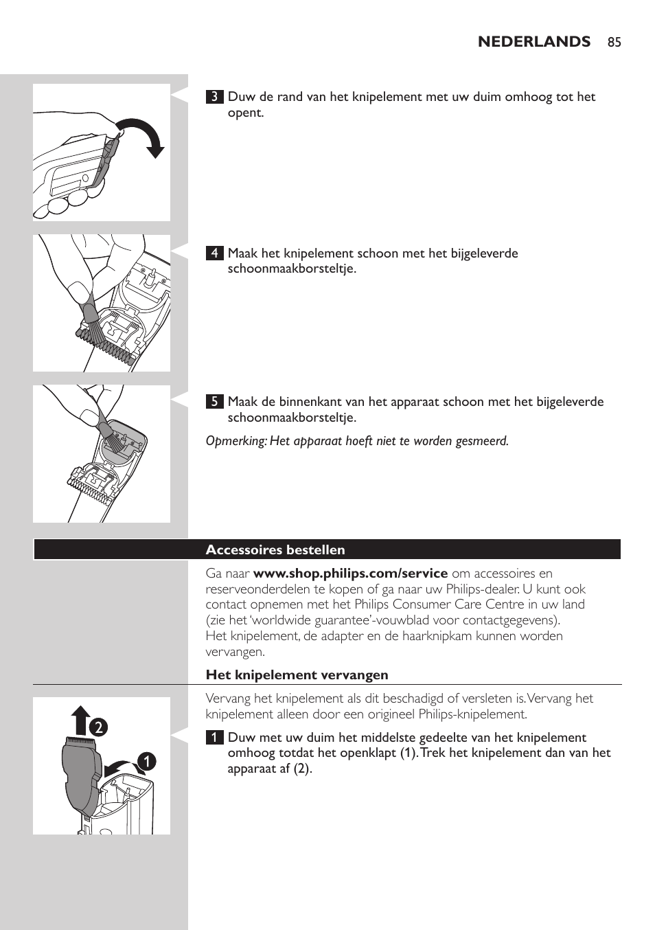 Philips tondeuse cheveux familiale User Manual | Page 85 / 126