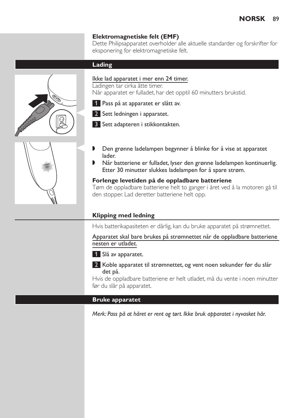 Philips tondeuse cheveux familiale User Manual | Page 89 / 126