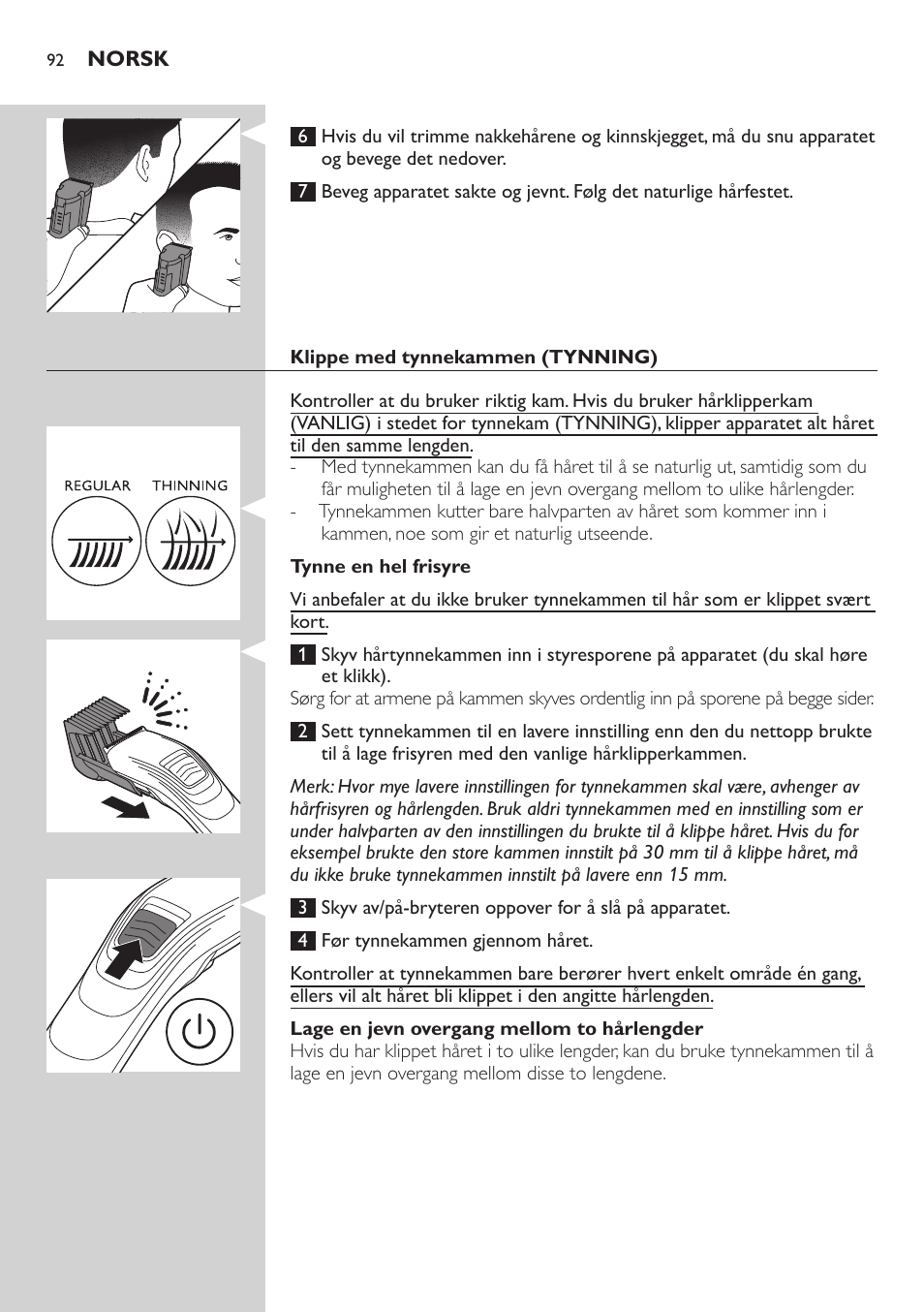 Philips tondeuse cheveux familiale User Manual | Page 92 / 126