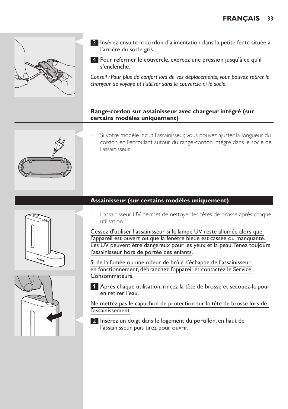 Assainisseur (sur certains modèles uniquement) | Philips Sonicare FlexCare Brosse à dents sonique rechargeable User Manual | Page 33 / 64