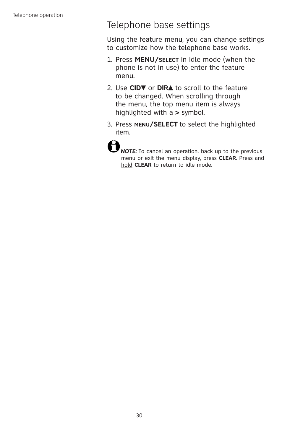Telephone base settings | AT&T TL74458 User Manual | Page 35 / 97