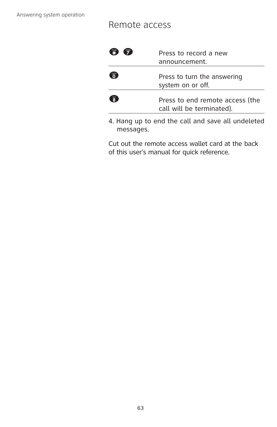 Remote access * 7 | AT&T TL74458 User Manual | Page 68 / 97