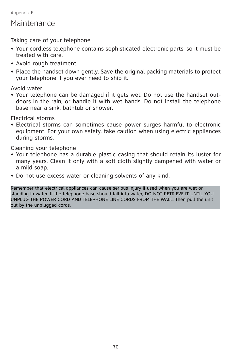 Maintenance | AT&T TL74458 User Manual | Page 75 / 97