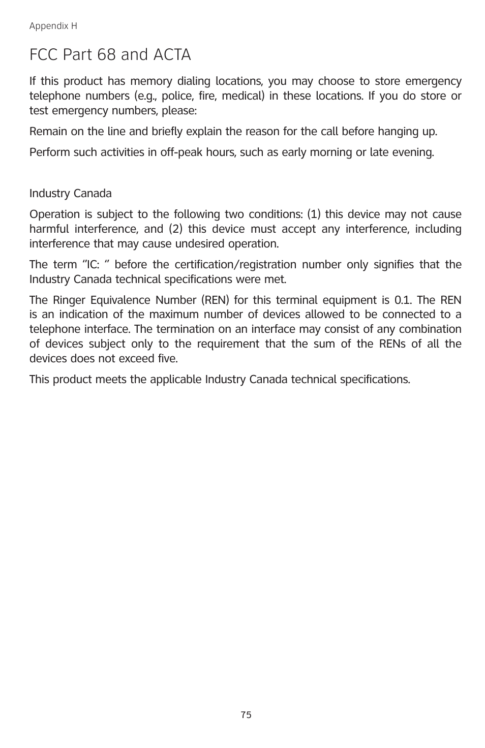 Fcc part 68 and acta | AT&T TL74458 User Manual | Page 80 / 97