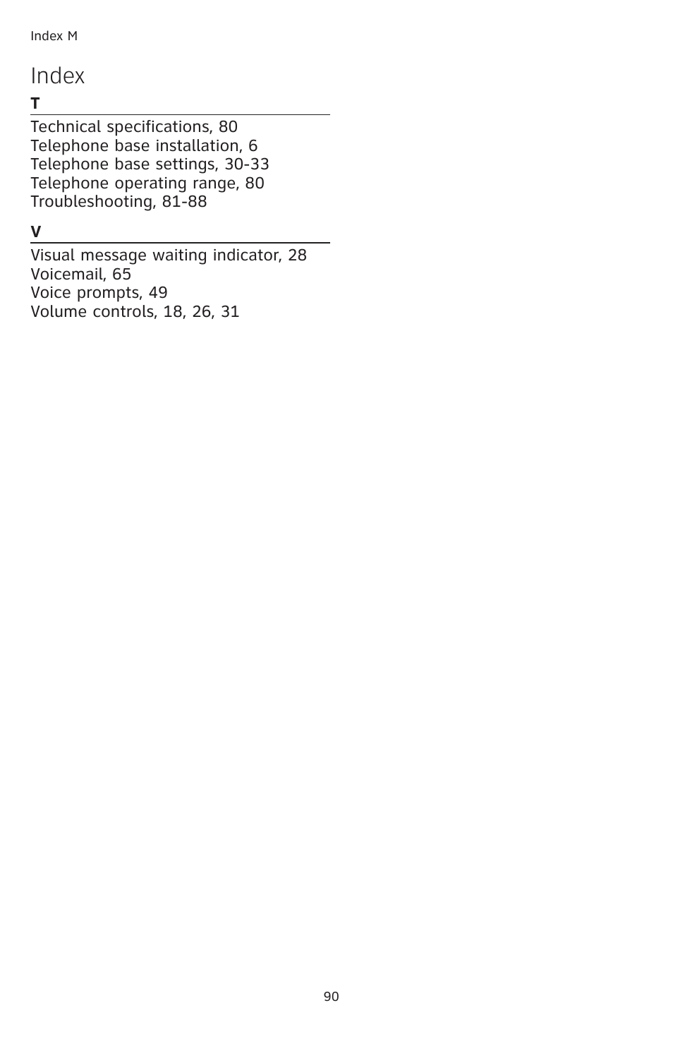 Index | AT&T TL74458 User Manual | Page 95 / 97