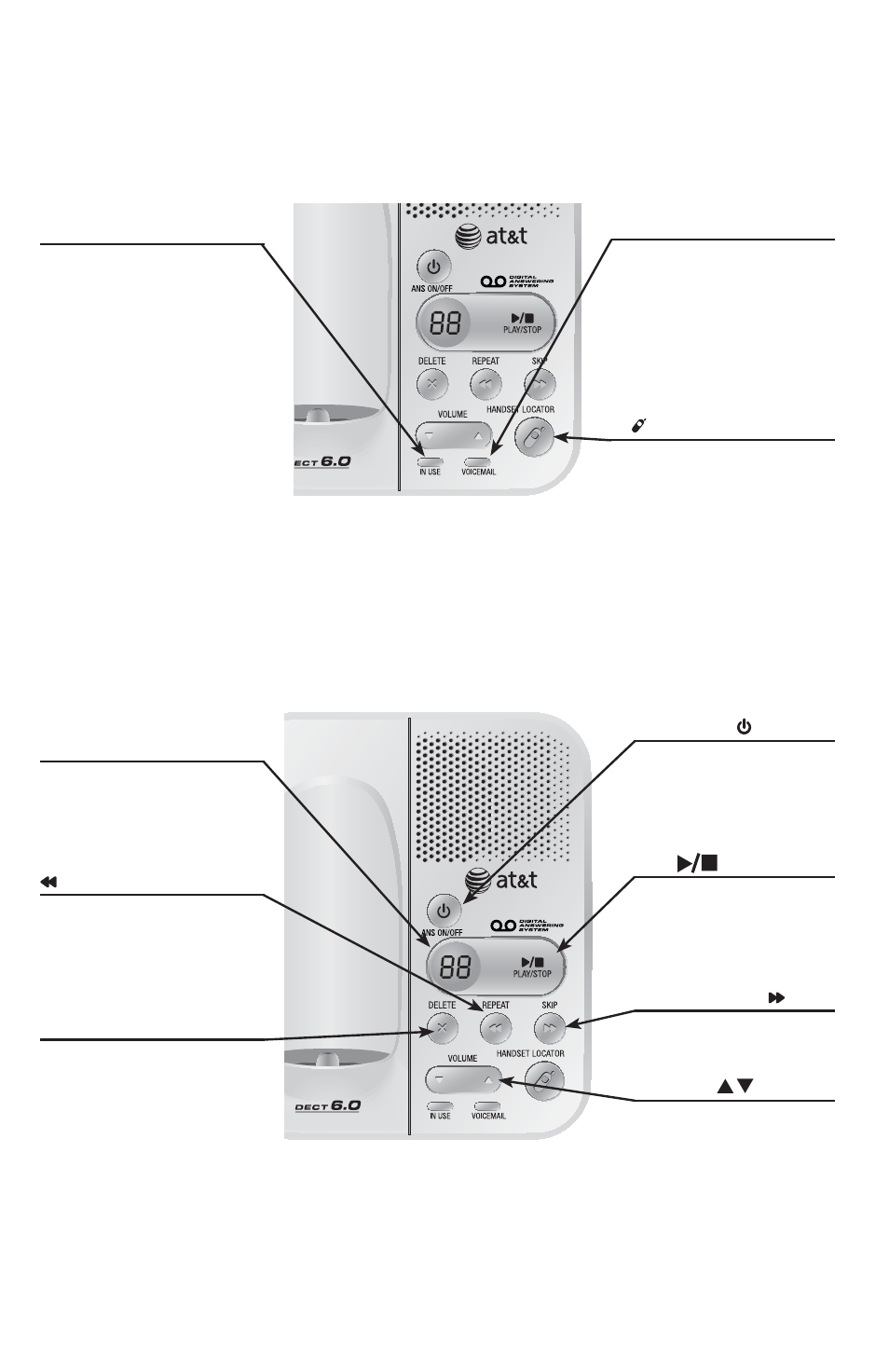 Quick reference guide - telephone base | AT&T DECT EL52419 User Manual | Page 7 / 73