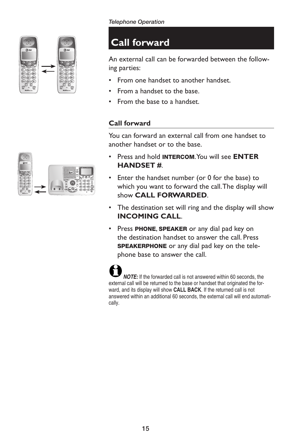 Call forward | AT&T E5654B User Manual | Page 17 / 61