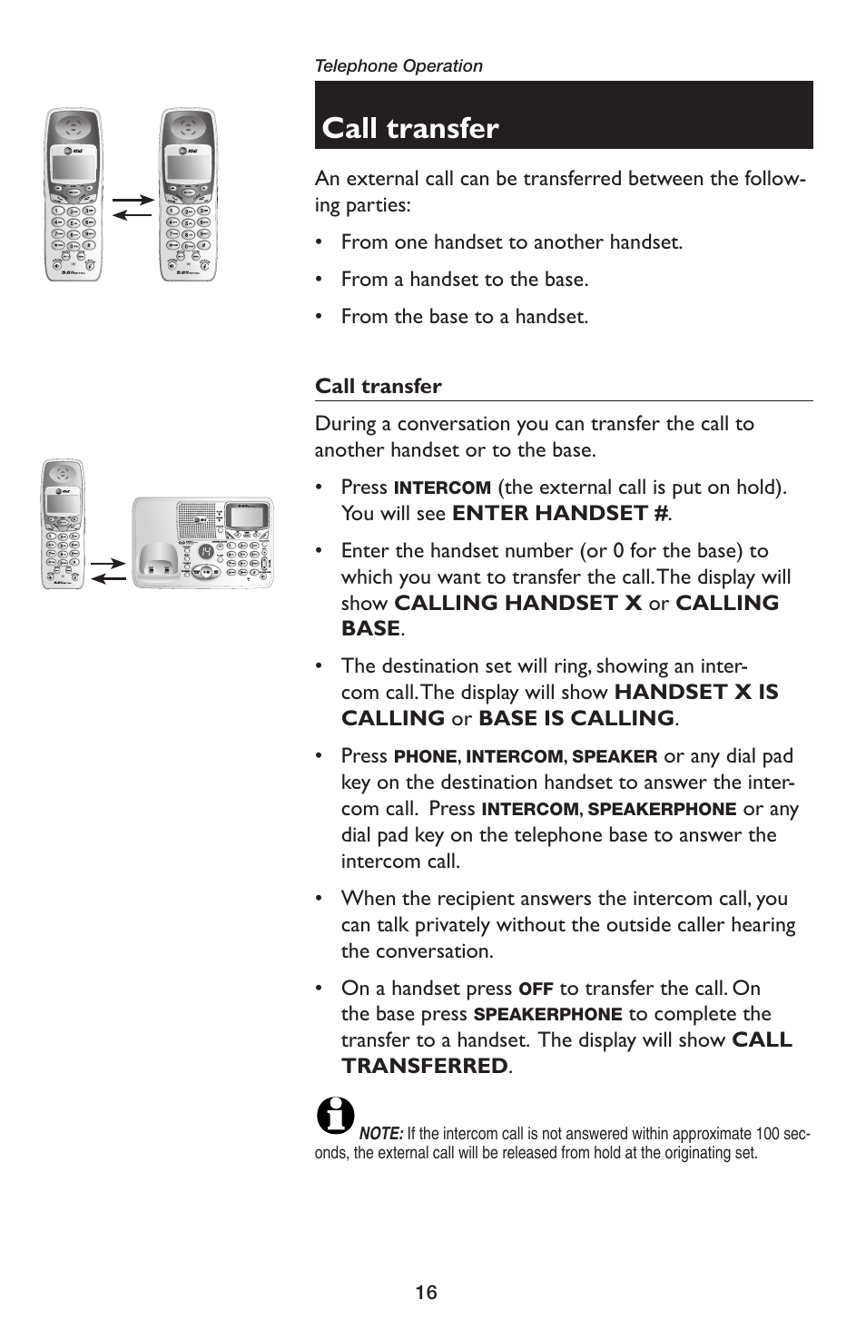 Call transfer | AT&T E5654B User Manual | Page 18 / 61