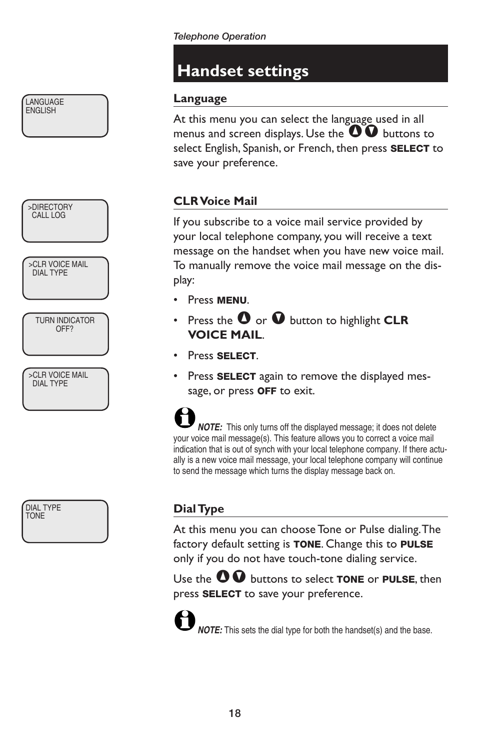 Handset settings | AT&T E5654B User Manual | Page 20 / 61
