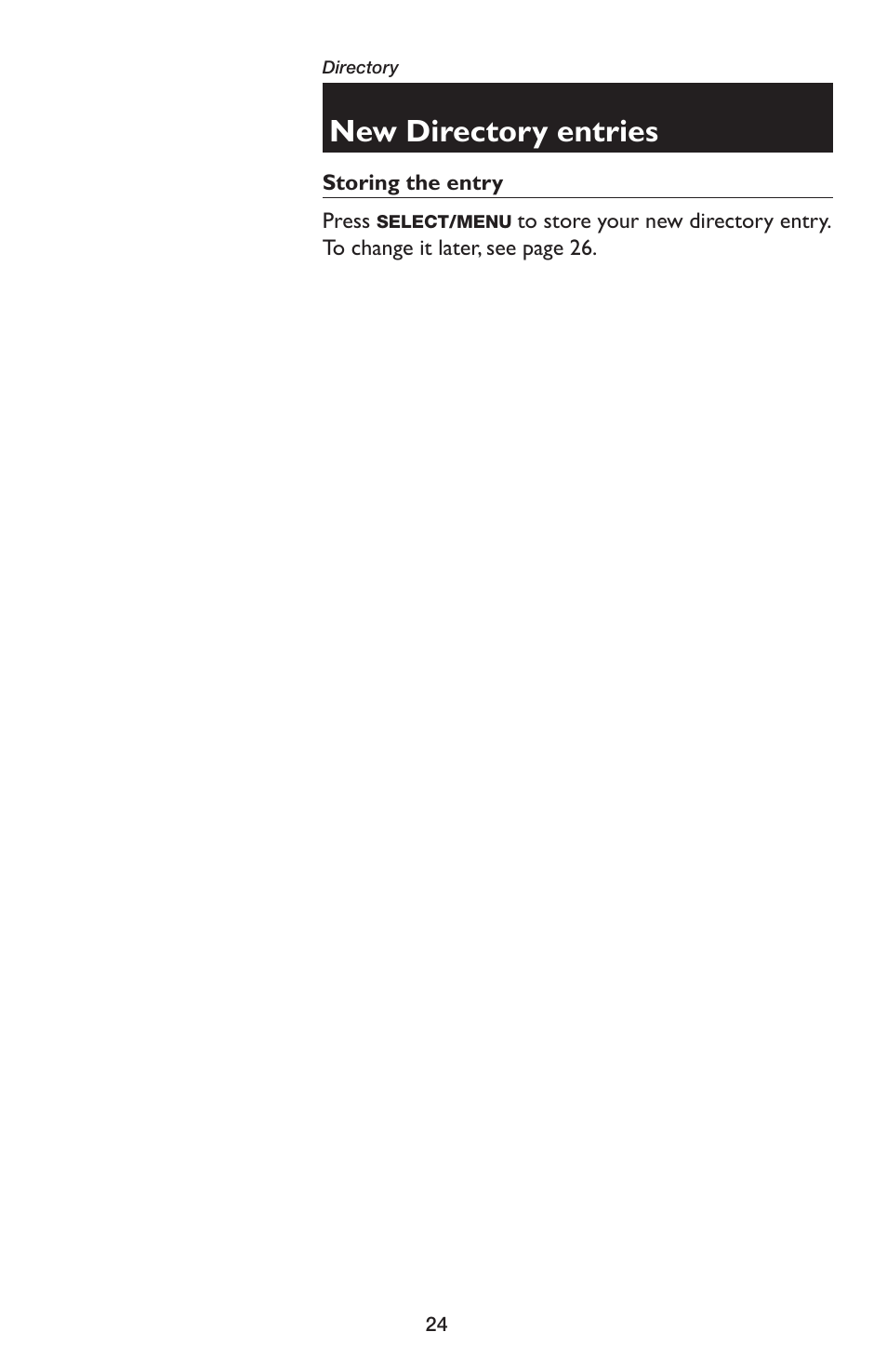 New directory entries | AT&T E5654B User Manual | Page 26 / 61