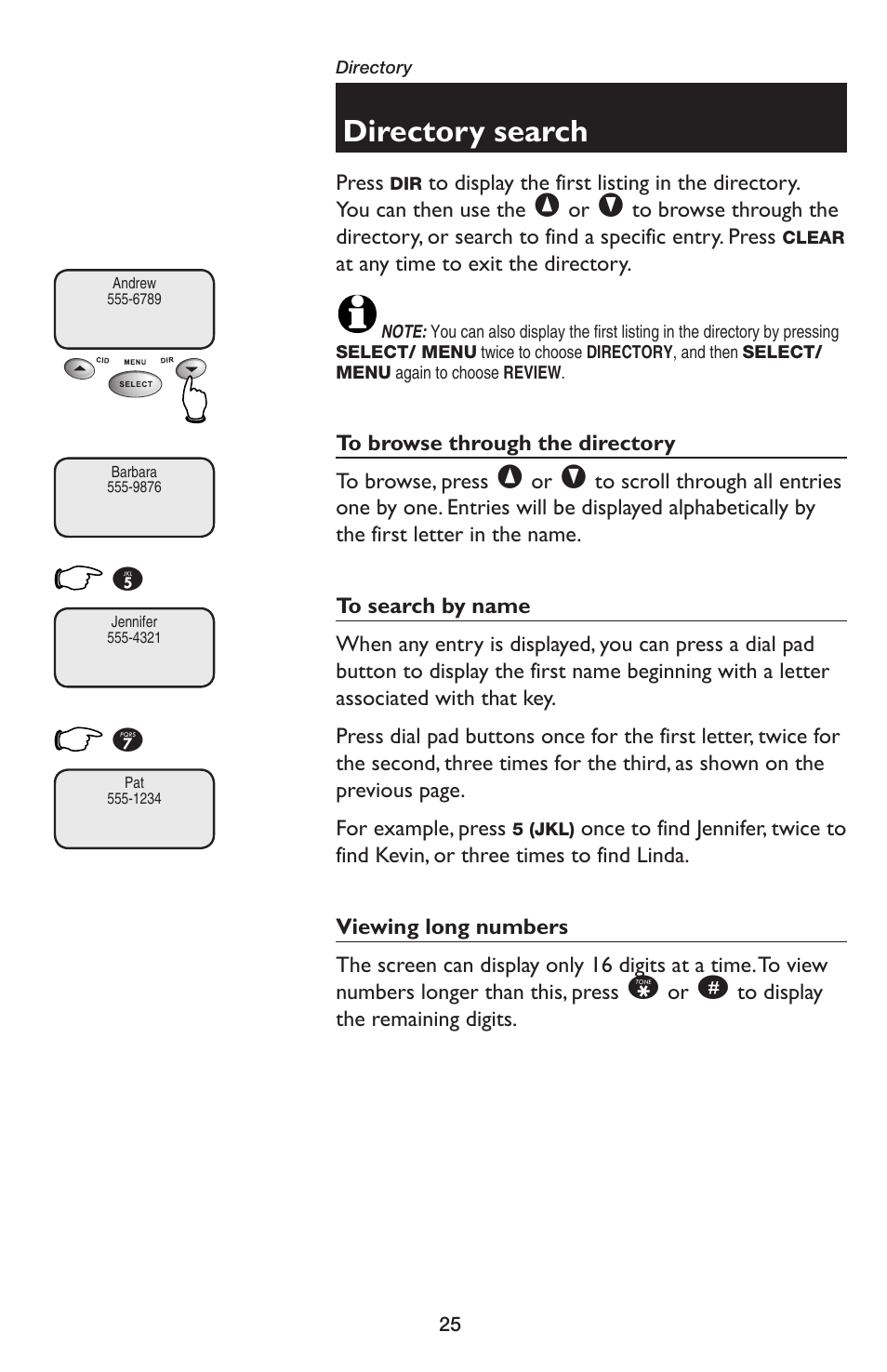 Directory search | AT&T E5654B User Manual | Page 27 / 61