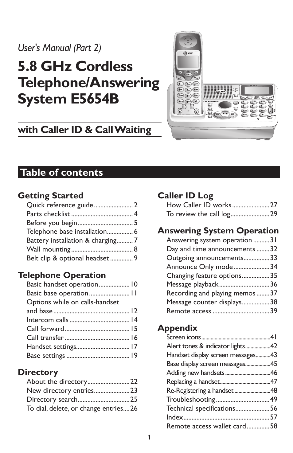 AT&T E5654B User Manual | Page 3 / 61