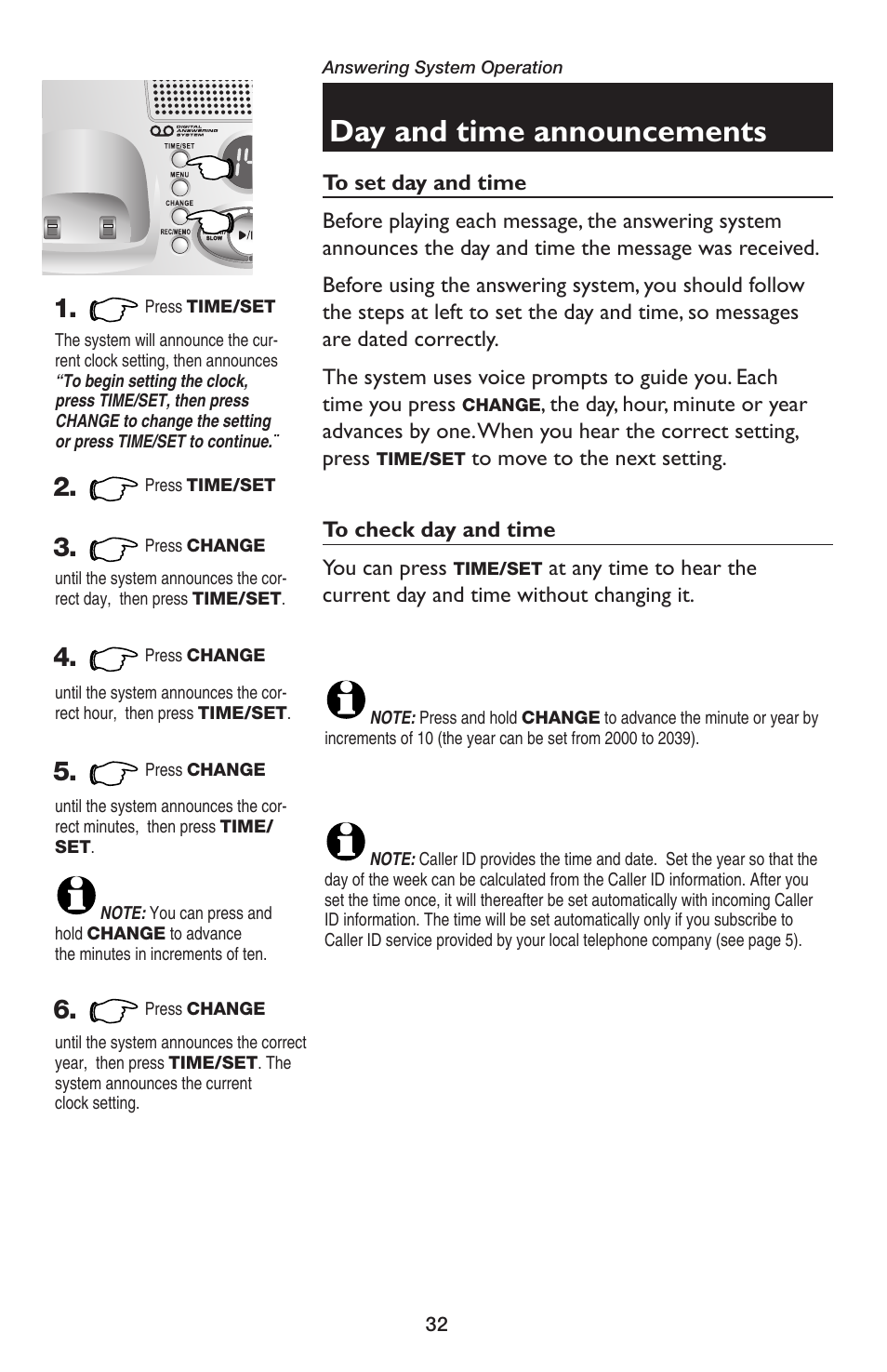 Day and time announcements | AT&T E5654B User Manual | Page 34 / 61