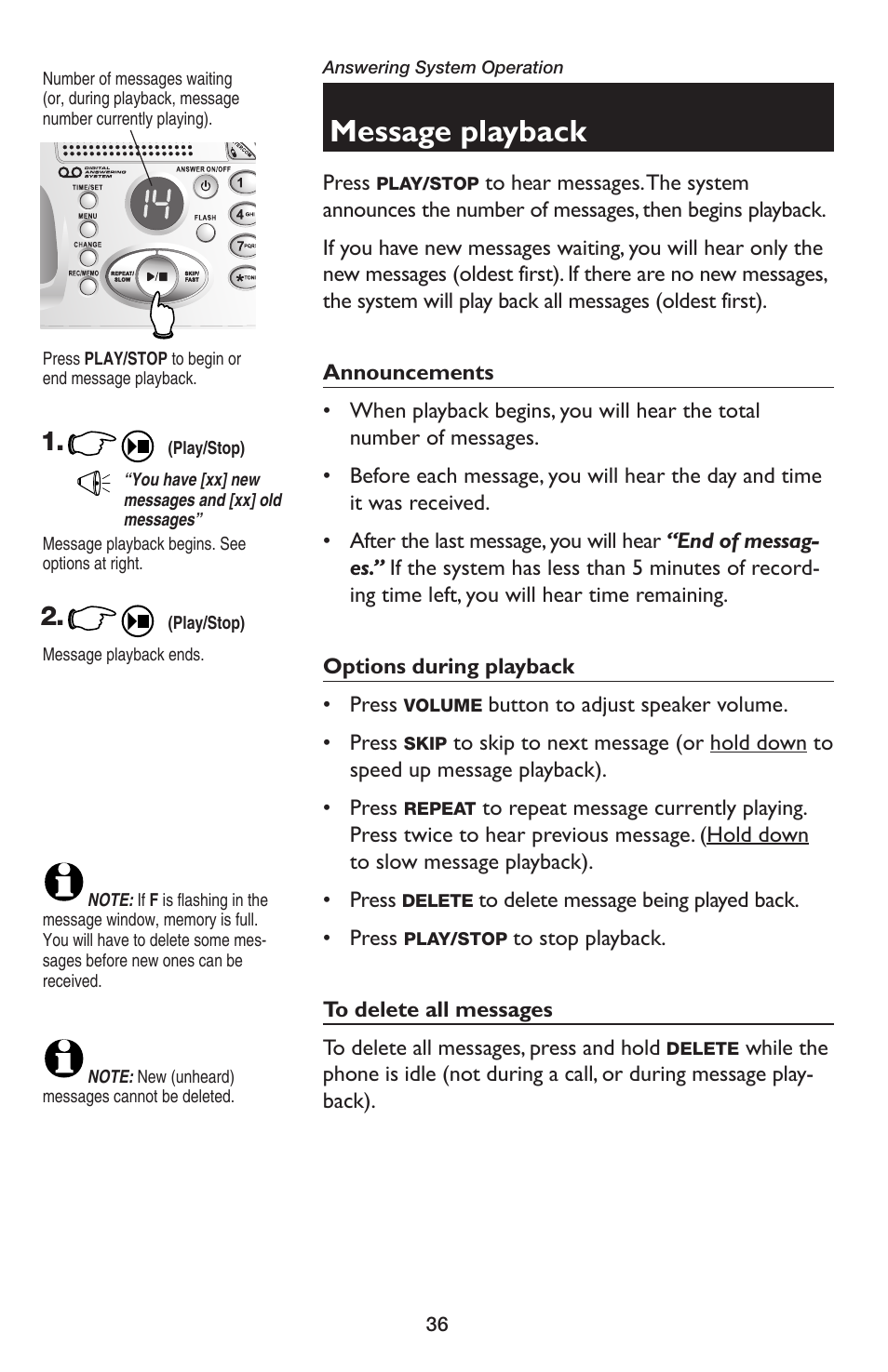 Message playback | AT&T E5654B User Manual | Page 38 / 61