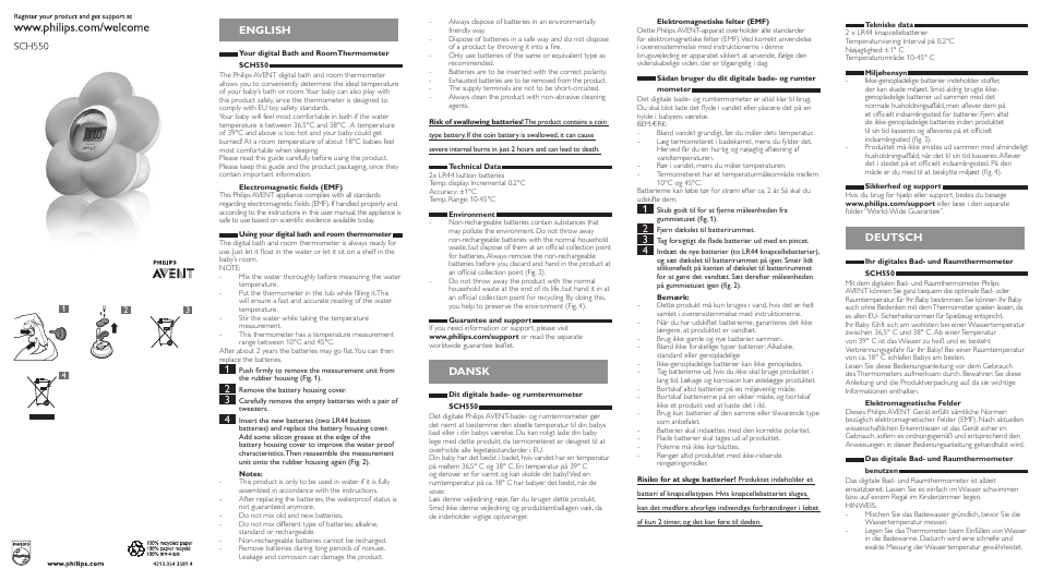 Philips AVENT Thermomètre bain et chambre pour bébé User Manual | 6 pages