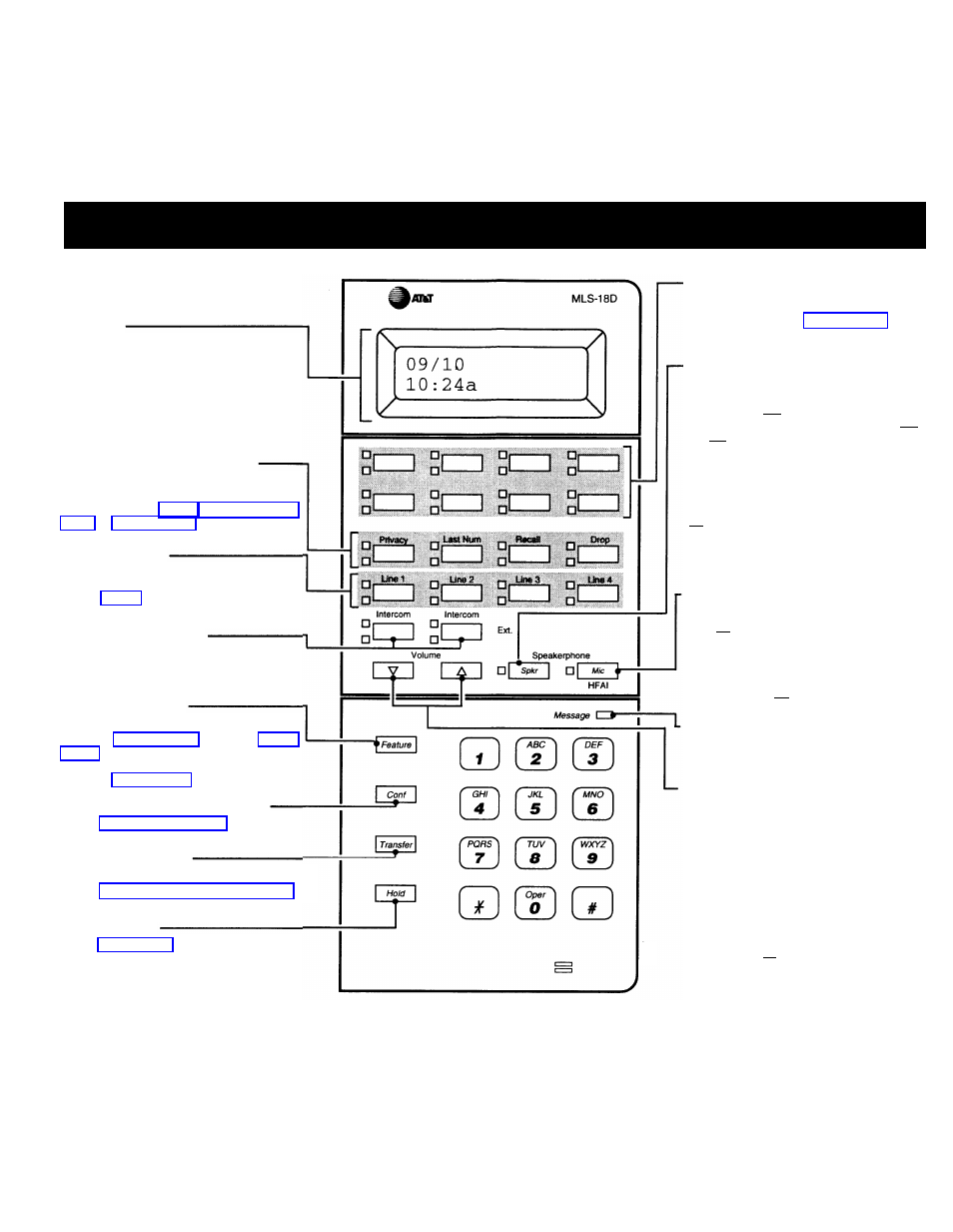Telephone buttons and indicators | AT&T MLS-Series User Manual | Page 2 / 7