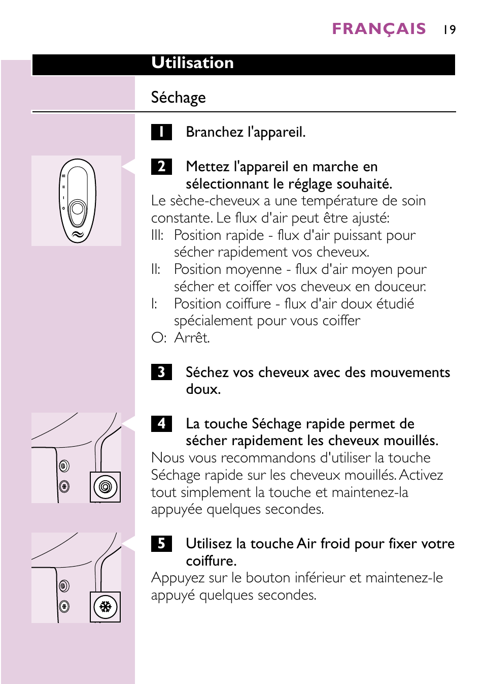 Philips Sèche-cheveux User Manual | Page 19 / 96