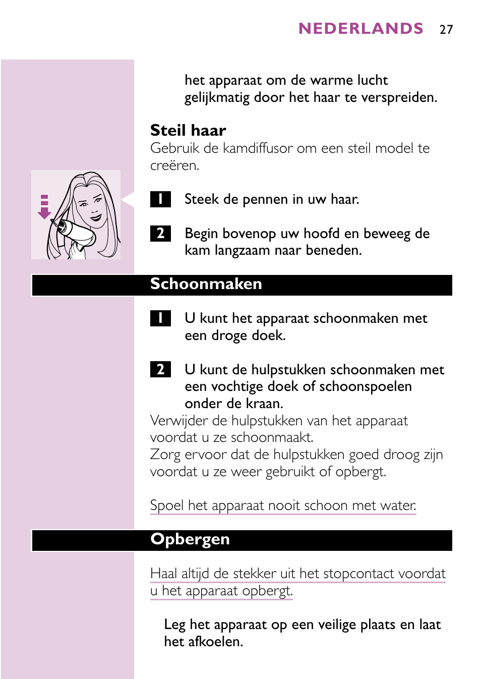 Philips Sèche-cheveux User Manual | Page 27 / 96