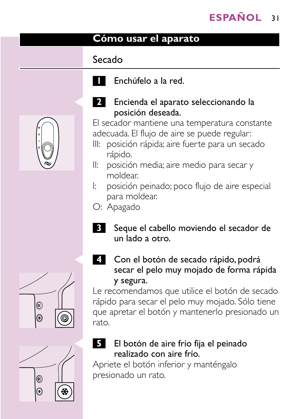Philips Sèche-cheveux User Manual | Page 31 / 96