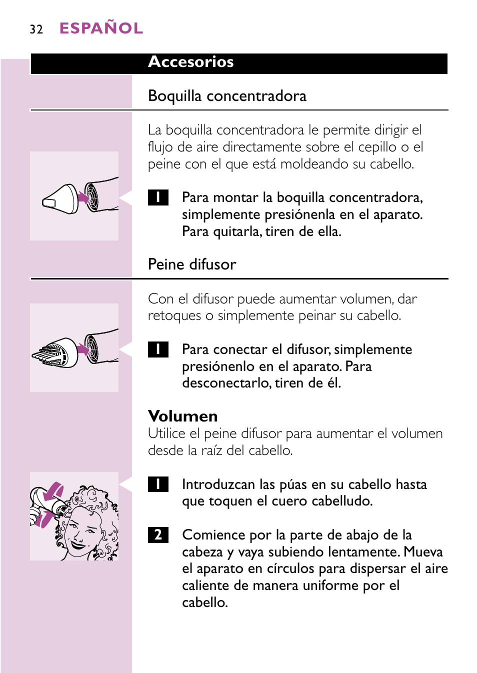 Philips Sèche-cheveux User Manual | Page 32 / 96