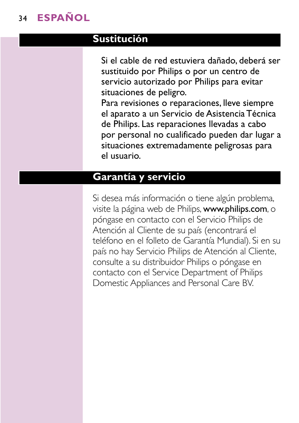 Philips Sèche-cheveux User Manual | Page 34 / 96