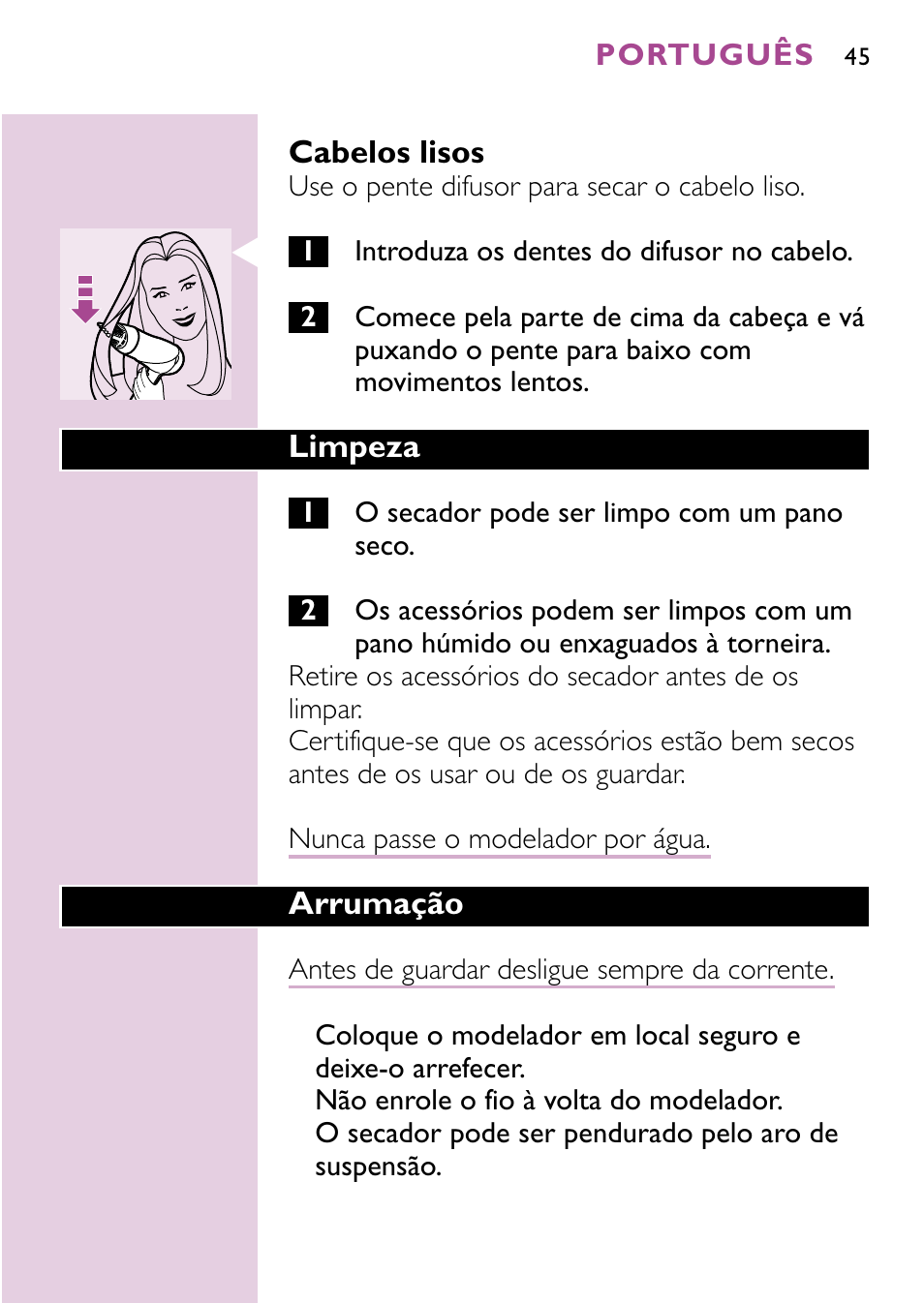 Philips Sèche-cheveux User Manual | Page 45 / 96