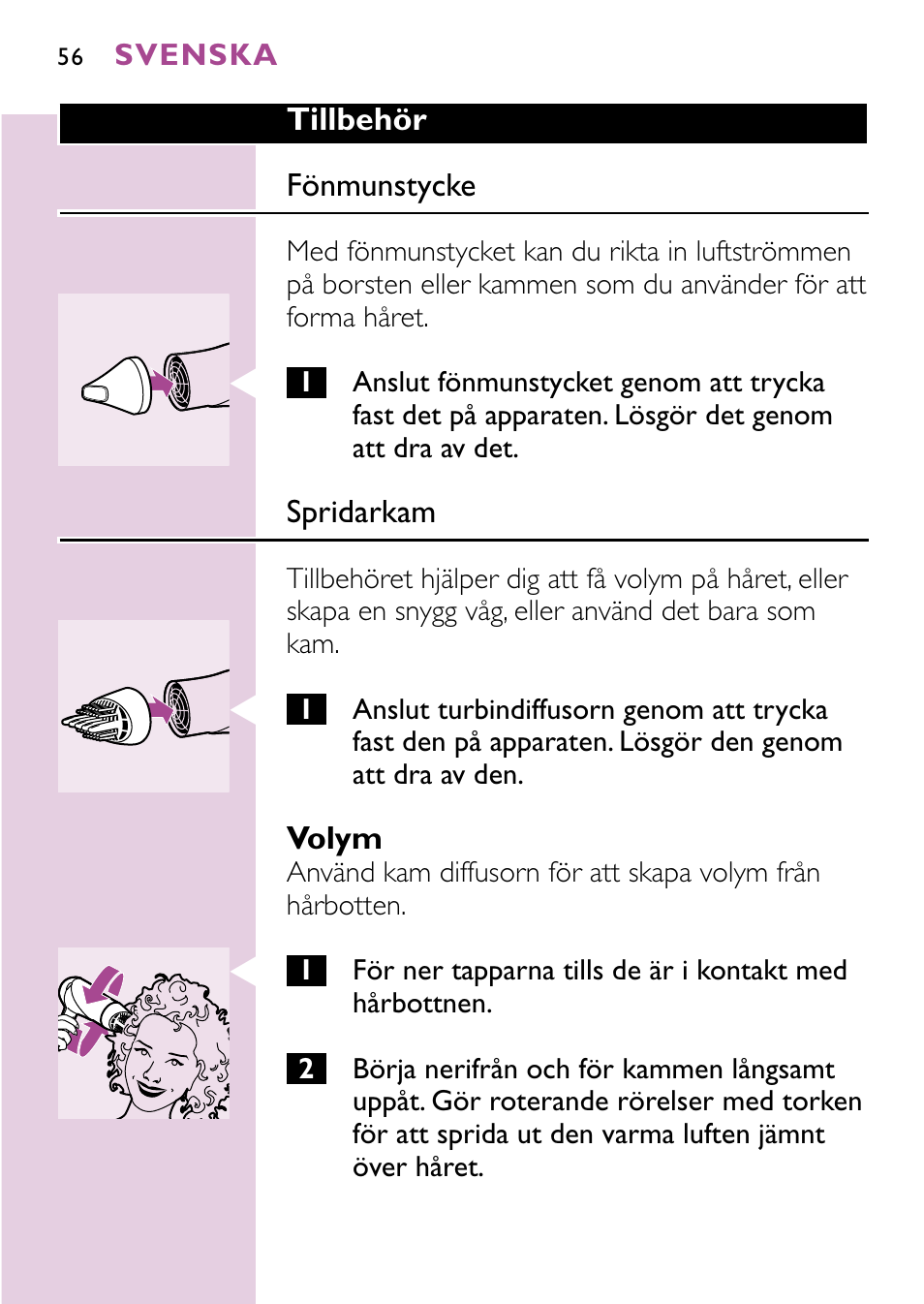 Philips Sèche-cheveux User Manual | Page 56 / 96