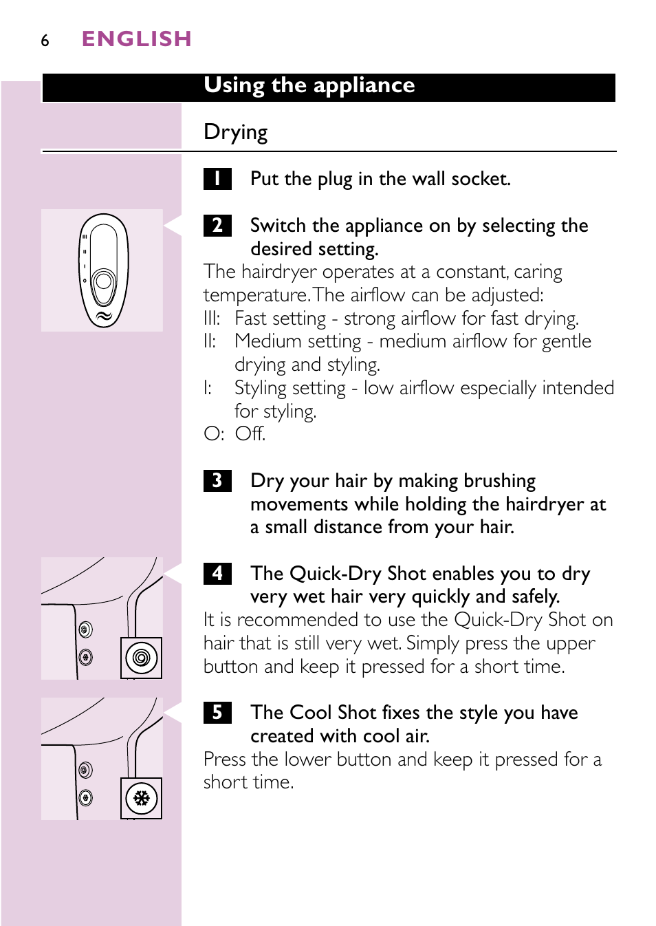 Philips Sèche-cheveux User Manual | Page 6 / 96