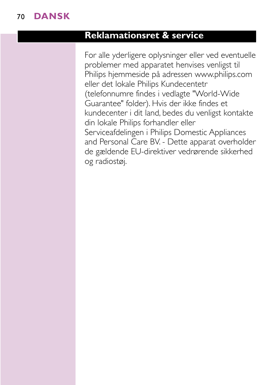 Philips Sèche-cheveux User Manual | Page 70 / 96