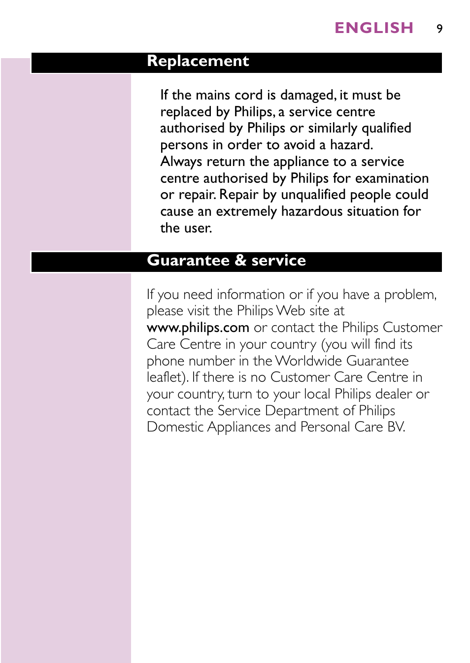 Philips Sèche-cheveux User Manual | Page 9 / 96