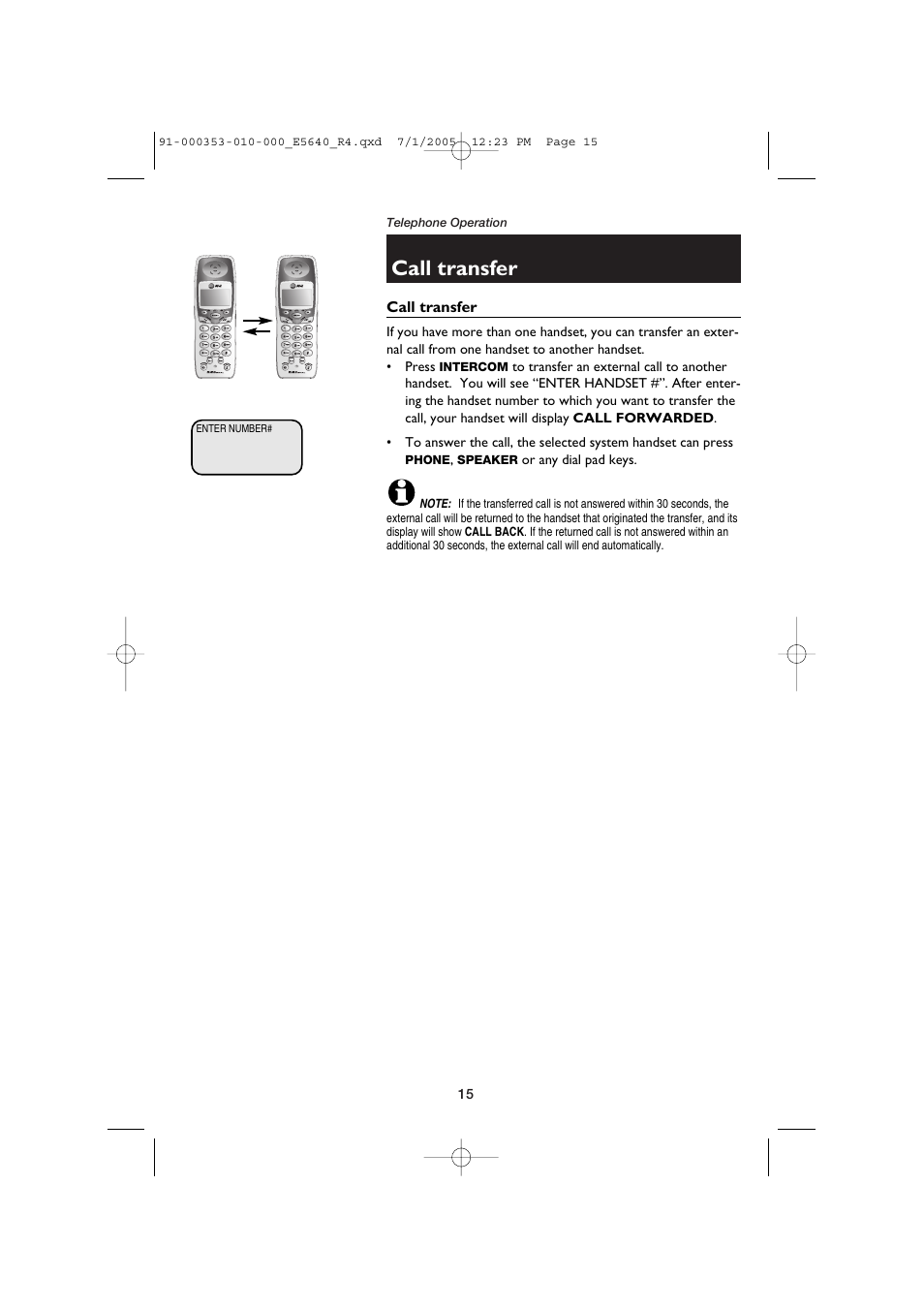 Call transfer | AT&T E5643B User Manual | Page 17 / 45