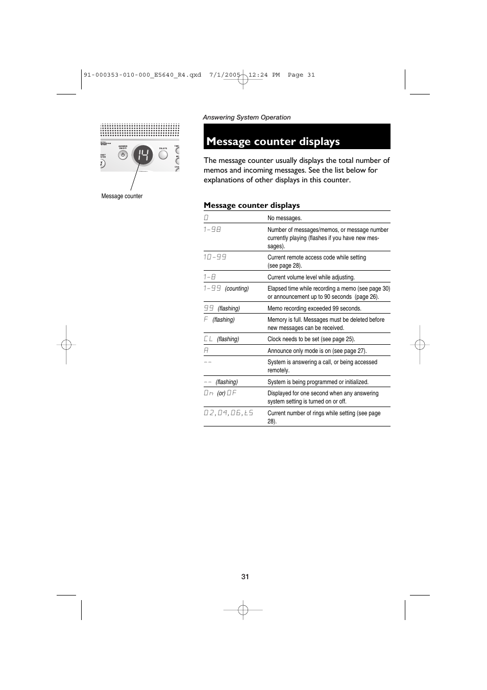 Message counter displays | AT&T E5643B User Manual | Page 33 / 45