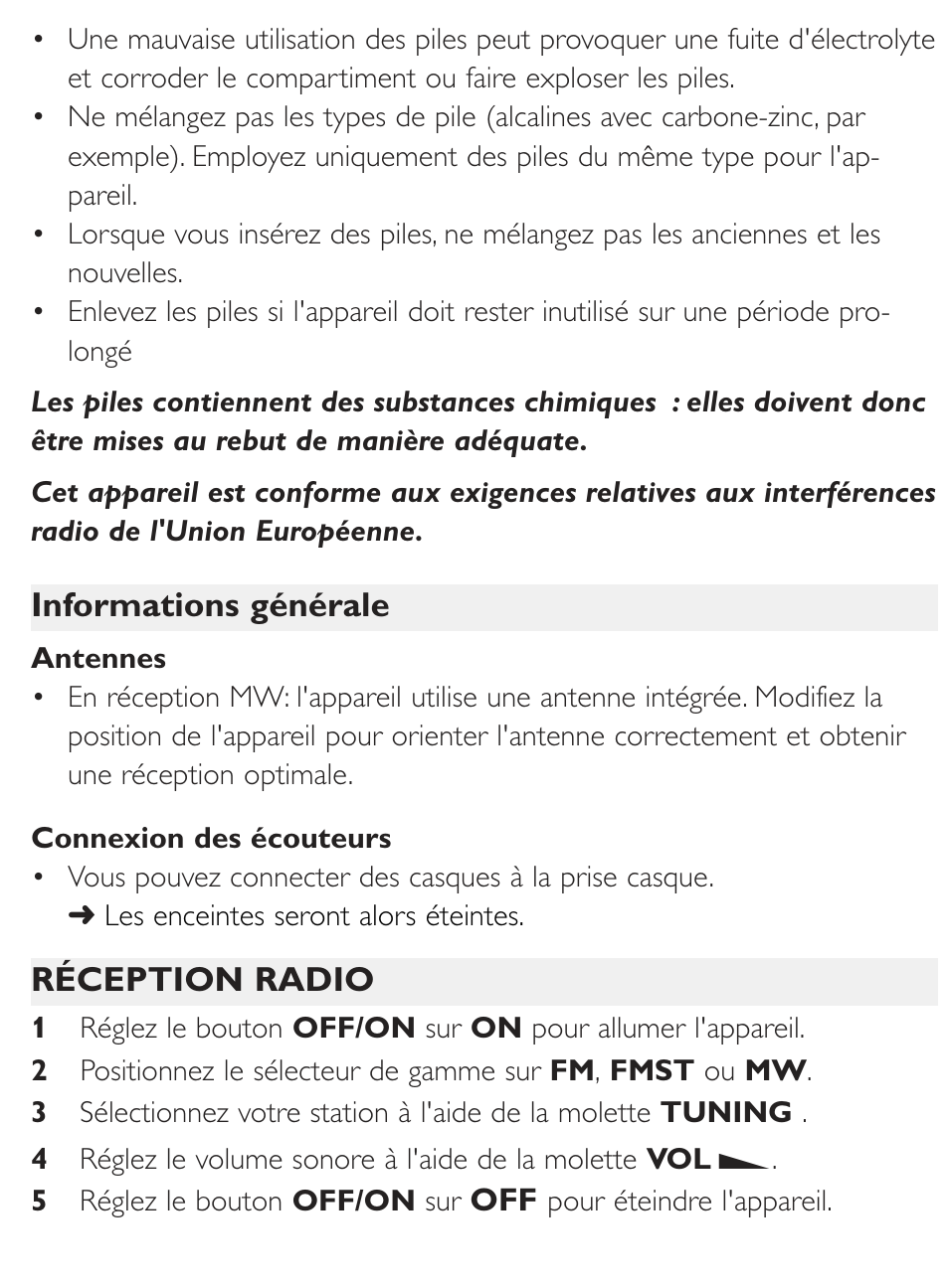 Français | Philips Radio portable User Manual | Page 4 / 10